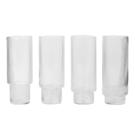 Ferm Living Ripple Long Drink Glasses - Set of 4 - Danish Design