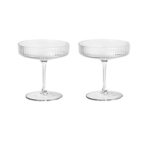 Ferm Living Ripple Champagne Saucer - Set of 2 - Danish Design