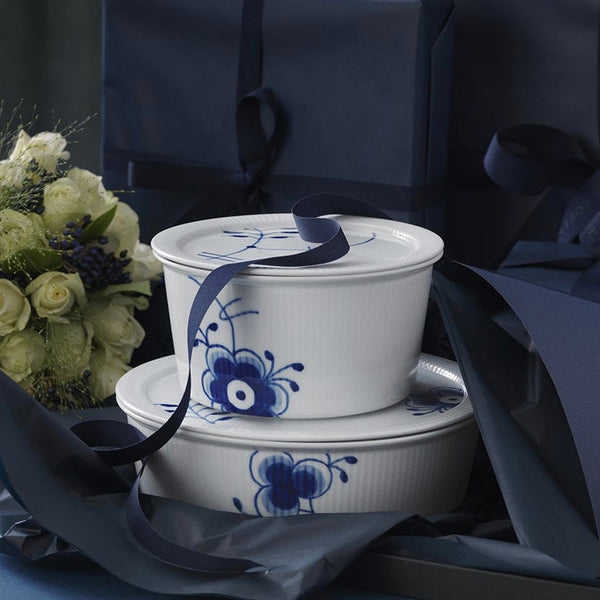 Royal Copenhagen Blue Fluted Mega Bowl with Lid - 1qt - Danish Design